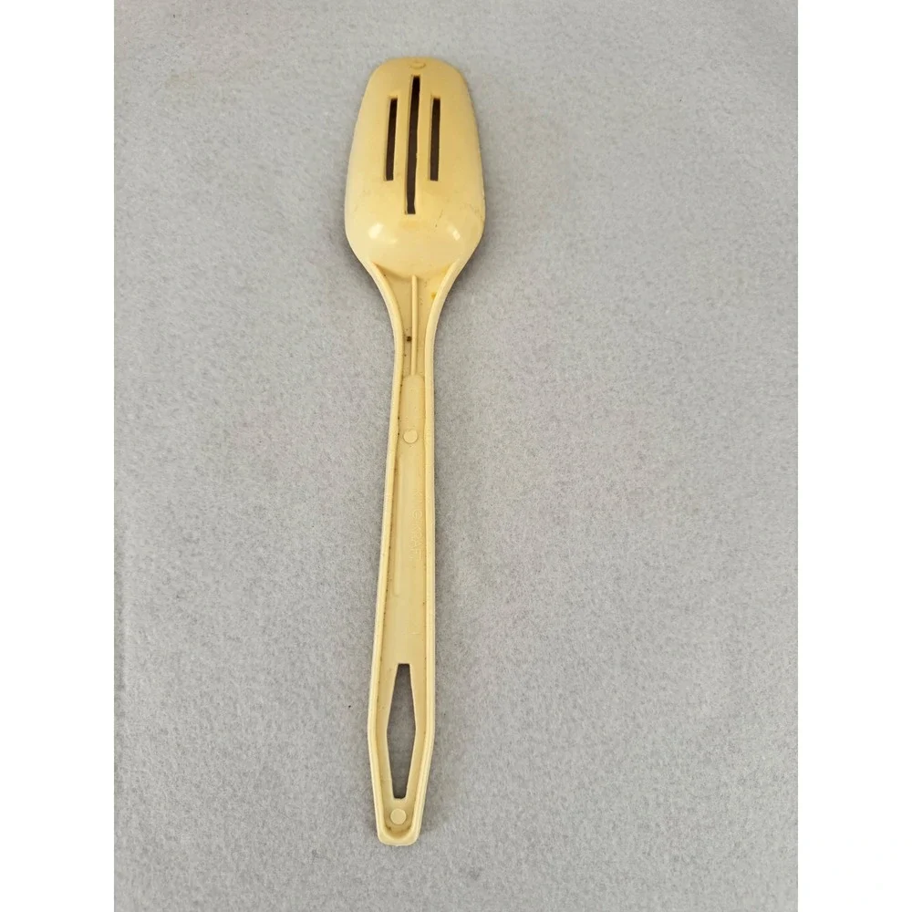 Vintage King Kraft Cream Melamine‎ Slotted Mixing Spoon Retro Kitchen Utensil